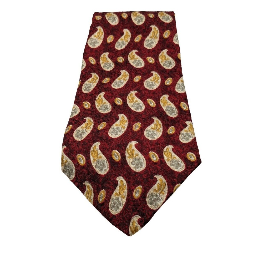 Jason Roberts Men's Neck Tie 100% Silk Vintage Paisley Print Red Multicolor